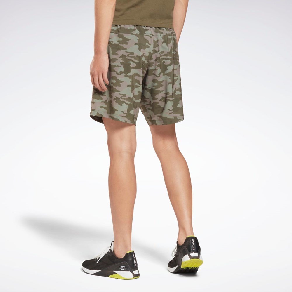 Reebok Workout Ready Camo Graphic Shorts Army Green | HF6350