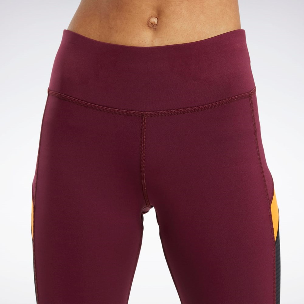 Reebok Workout Ready Mesh Capri Tights Maroon | FT0943