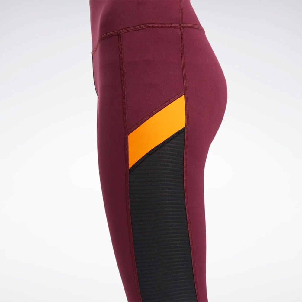 Reebok Workout Ready Mesh Capri Tights Maroon | FT0943