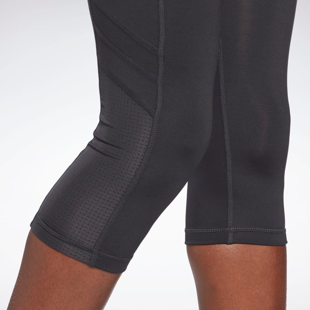 Reebok Workout Ready Mesh Capri Tights Night Black | HA1038