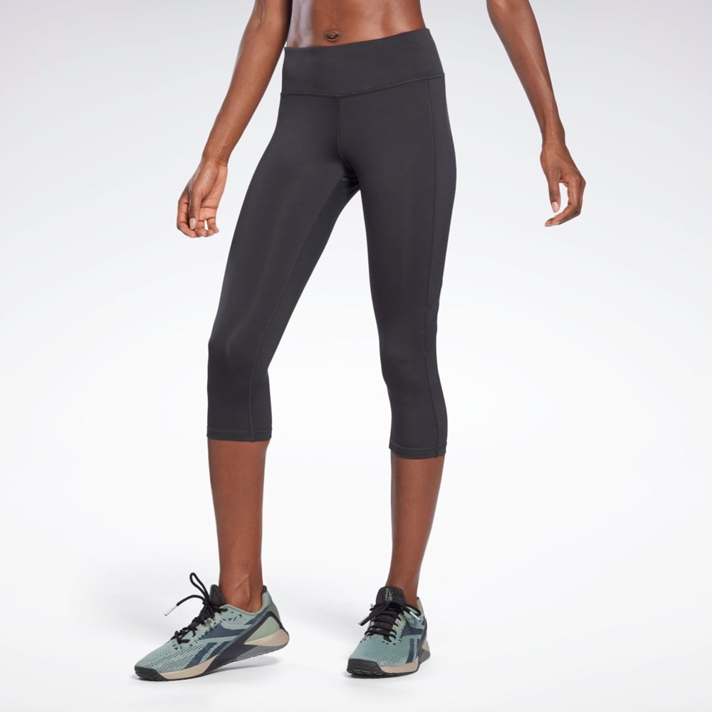 Reebok Workout Ready Mesh Capri Tights Night Black | HA1038