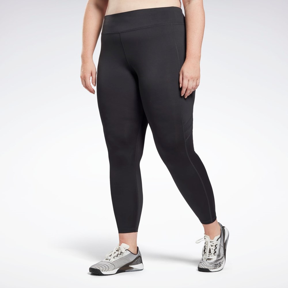 Reebok Workout Ready Mesh Leggings (Plus Size) Night Black | HB6399