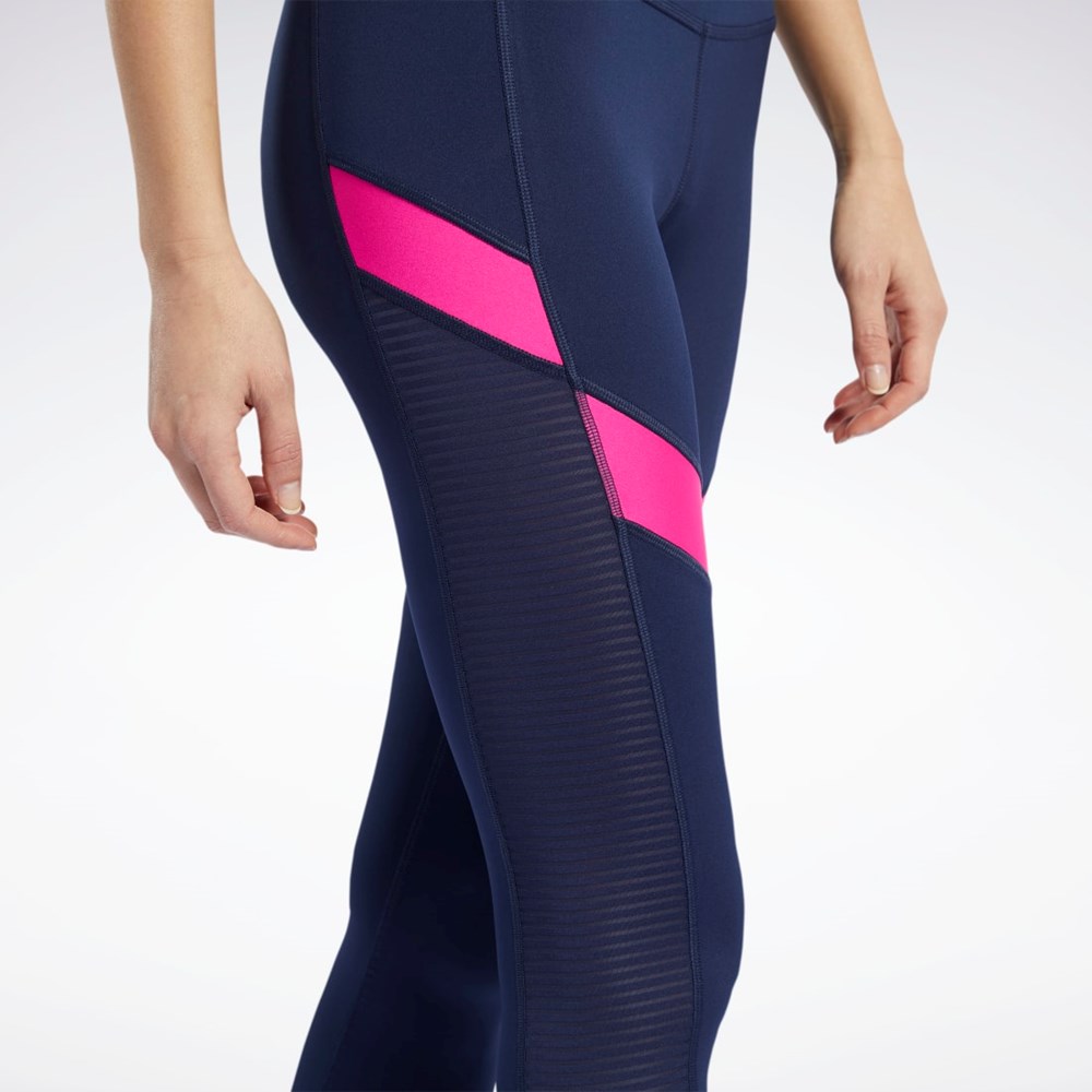 Reebok Workout Ready Mesh Leggings Vector Navy | FU2349