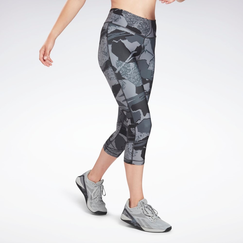 Reebok Workout Ready Printed Capri Night Black | H65618