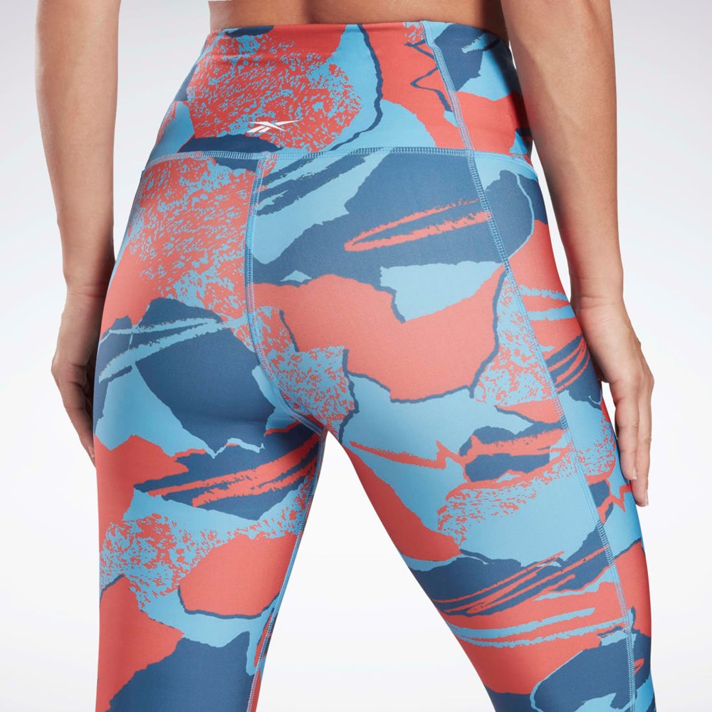 Reebok Workout Ready Printed Leggings Essential Blue | HB1048