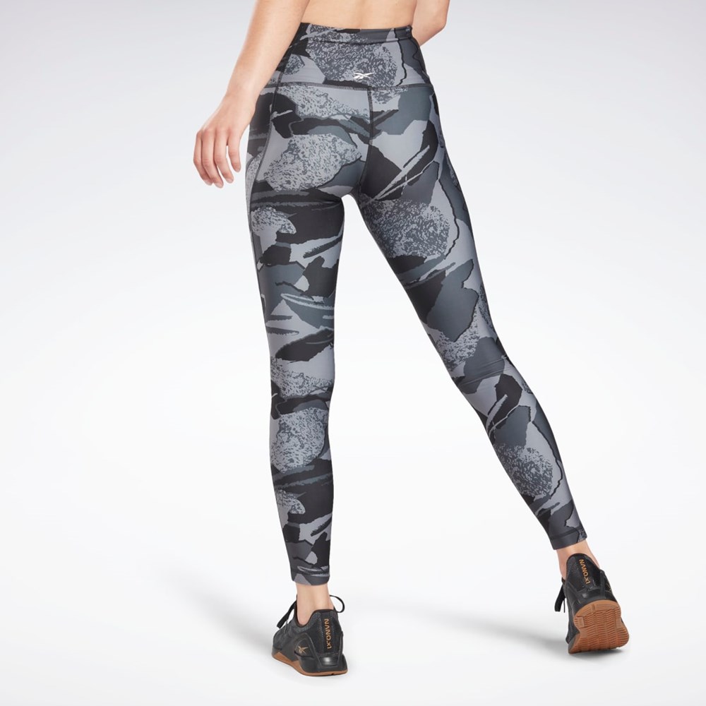 Reebok Workout Ready Printed Leggings Night Black | H65626