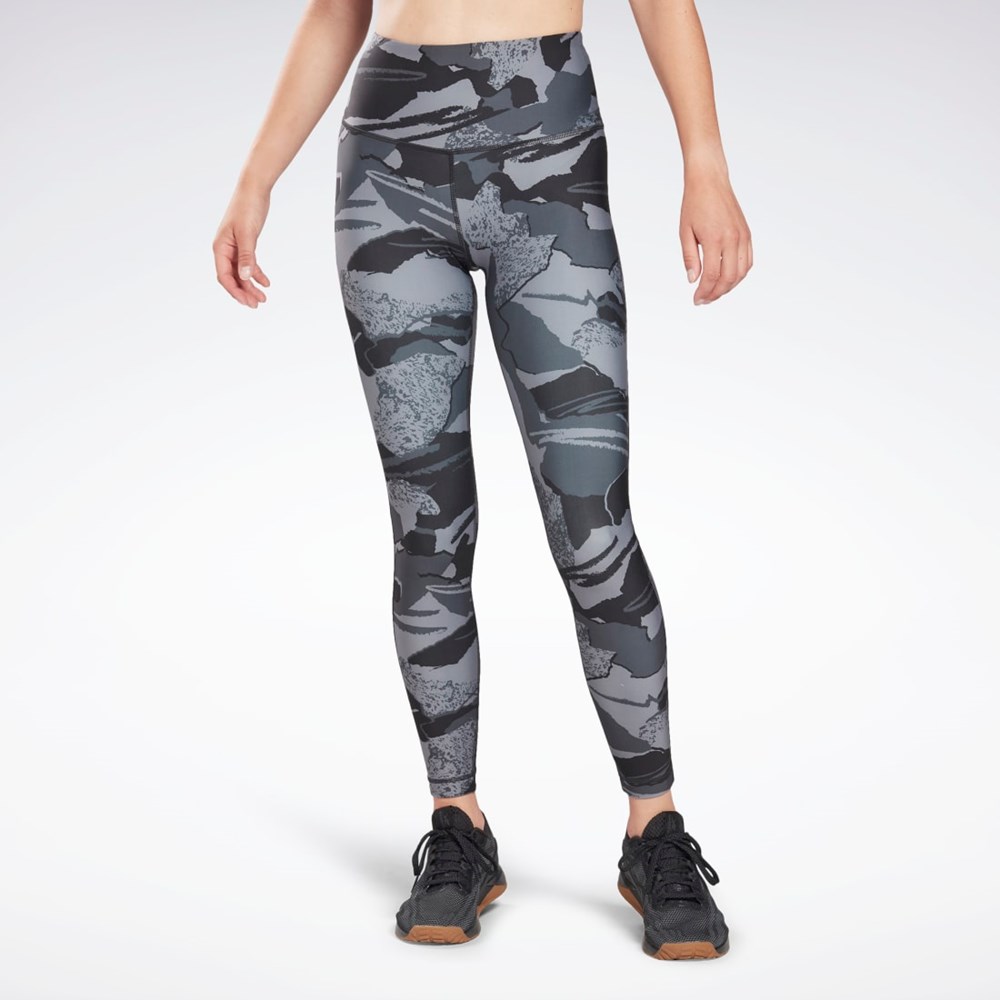 Reebok Workout Ready Printed Leggings Night Black | H65626