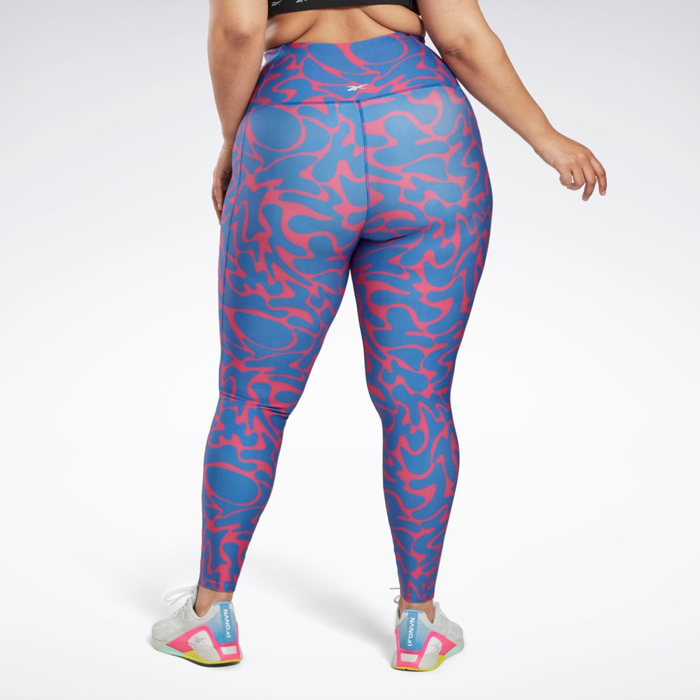 Reebok Workout Ready Printed Leggings (Plus Size) Semi Proud Pink | HI2383