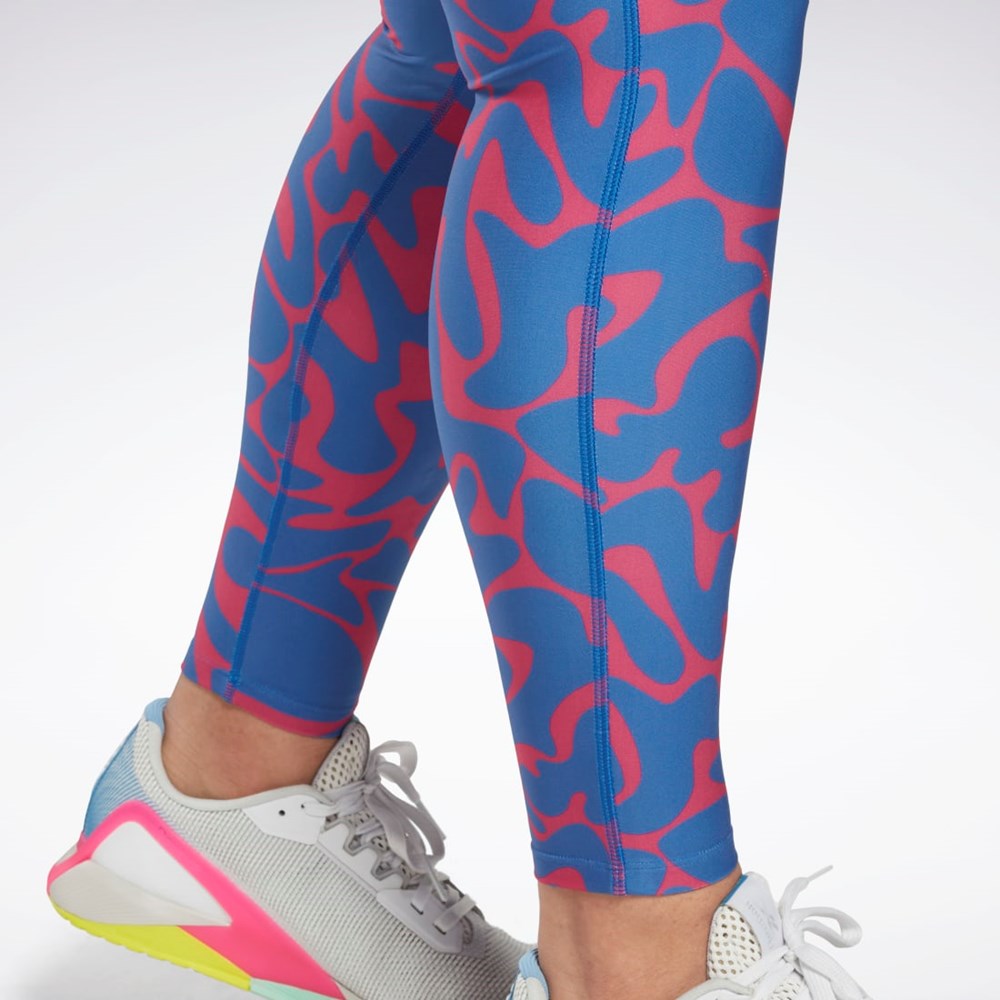 Reebok Workout Ready Printed Leggings (Plus Size) Semi Proud Pink | HI2383