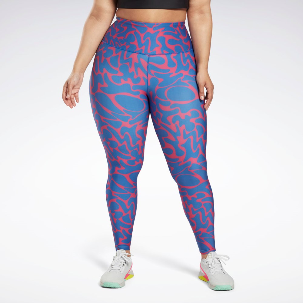 Reebok Workout Ready Printed Leggings (Plus Size) Semi Proud Pink | HI2383