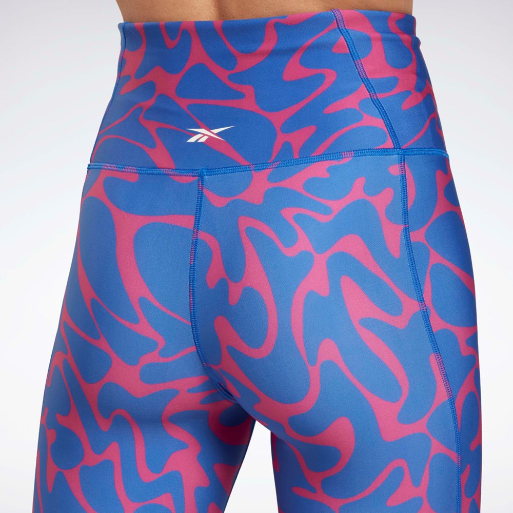 Reebok Workout Ready Printed Leggings Semi Proud Pink | HK4776