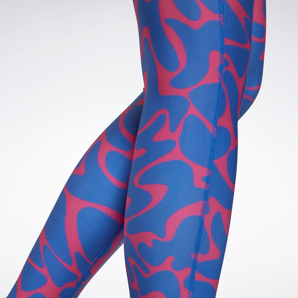 Reebok Workout Ready Printed Leggings Semi Proud Pink | HK4776