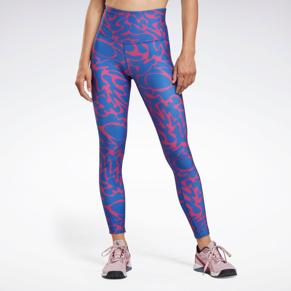 Reebok Workout Ready Printed Leggings Semi Proud Pink | HK4776