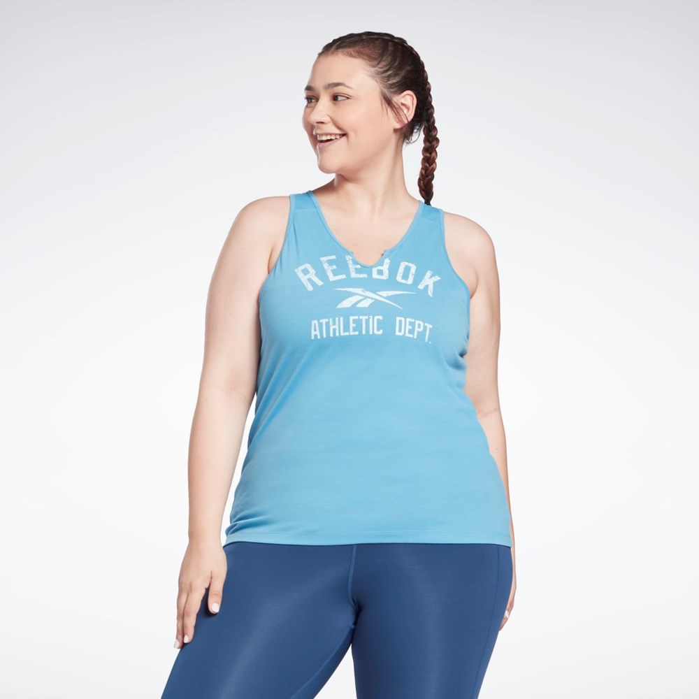 Reebok Workout Ready Supremium Big Logo Tank Top (Plus Size) Essential Blue | H62516