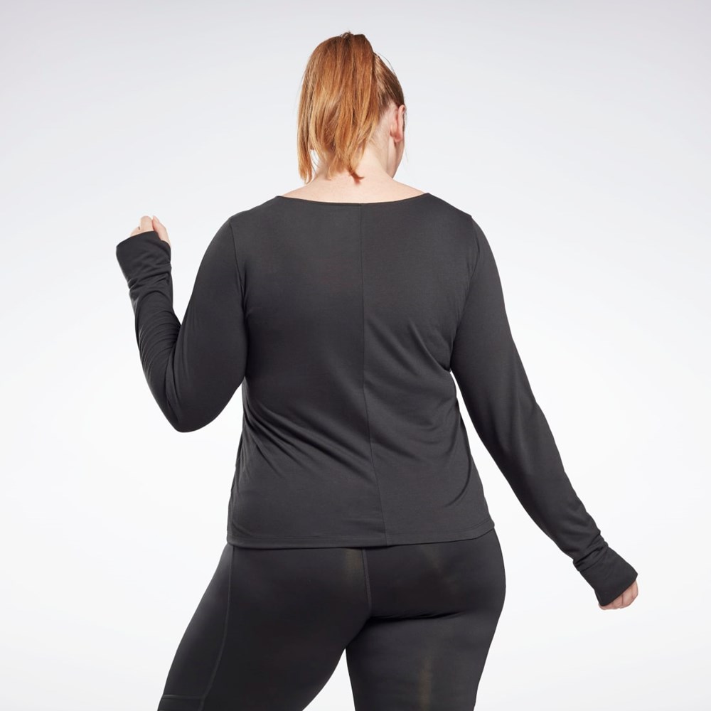 Reebok Workout Ready Supremium Long Sleeve T-Shirt (Plus Size) Night Black | HB6397