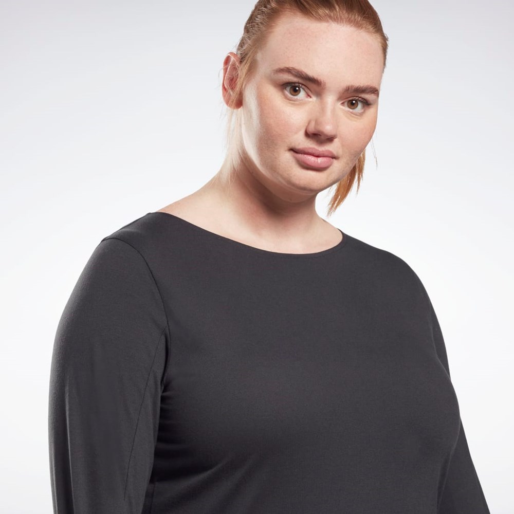 Reebok Workout Ready Supremium Long Sleeve T-Shirt (Plus Size) Night Black | HB6397