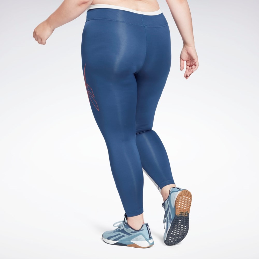 Reebok Workout Ready Vector Leggings (Plus Size) Batik Blue | H62543