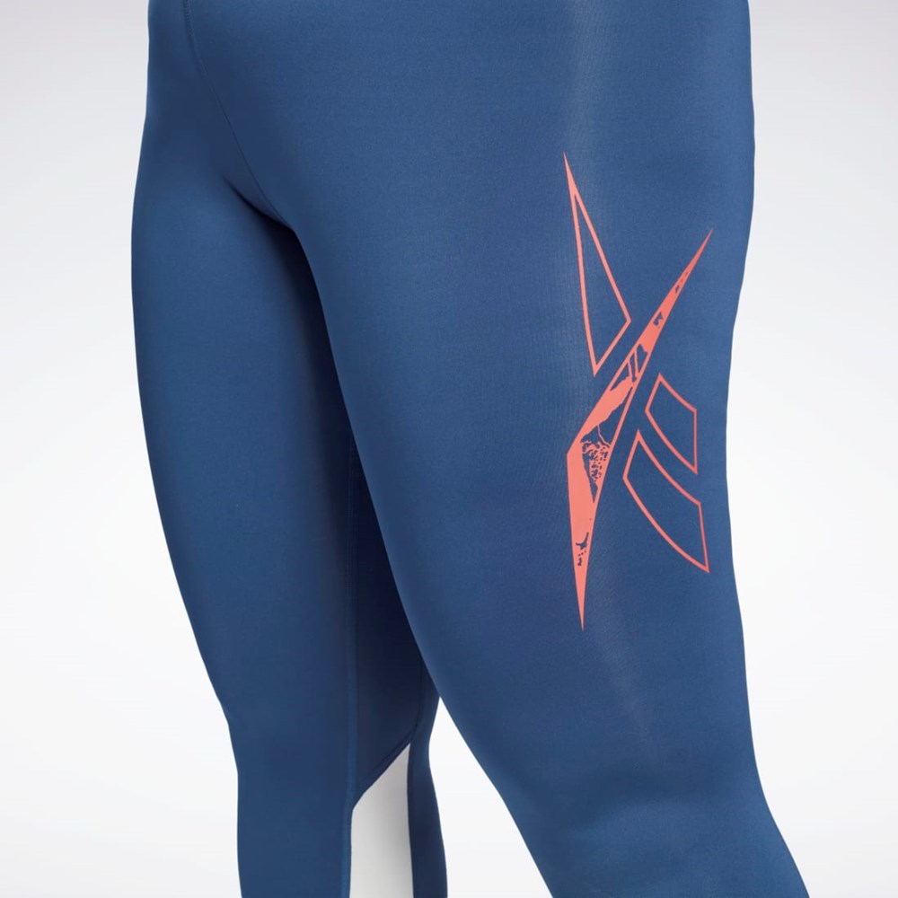 Reebok Workout Ready Vector Leggings (Plus Size) Batik Blue | H62543