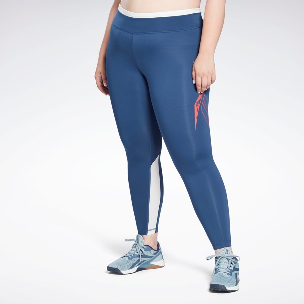 Reebok Workout Ready Vector Leggings (Plus Size) Batik Blue | H62543