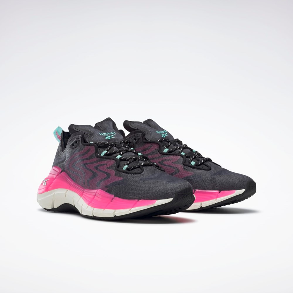 Reebok Zig Kinetica II Shoes Core Black / Atomic Pink / Pixel Mint | H05715