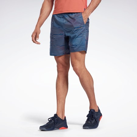 Reebok Allover Print Speed 2.0 Shorts Batik Blue | H46610