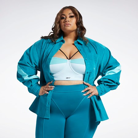 Reebok Cardi B Corduroy Cover-Up (Plus Size) Seaport Teal | HL1746