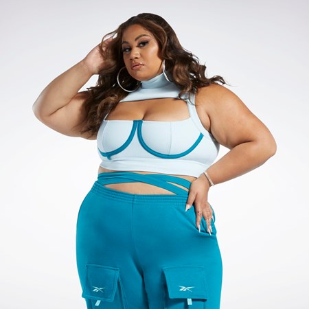 Reebok Cardi B Crop Top (Plus Size) Whisper Blue / Seaport Teal | HS4310