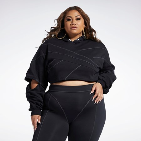 Reebok Cardi B Knit Hoodie (Plus Size) Black / Black | HS4304