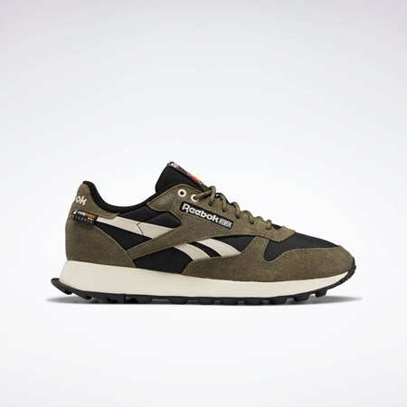 Reebok Classic Leather Shoes Core Black / Army Green / Stucco | GX4805