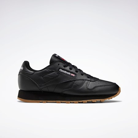 Reebok Classic Leather Shoes - Grade School Core Black / Core Black / Reebok Rubber Gum-02 | GZ6093