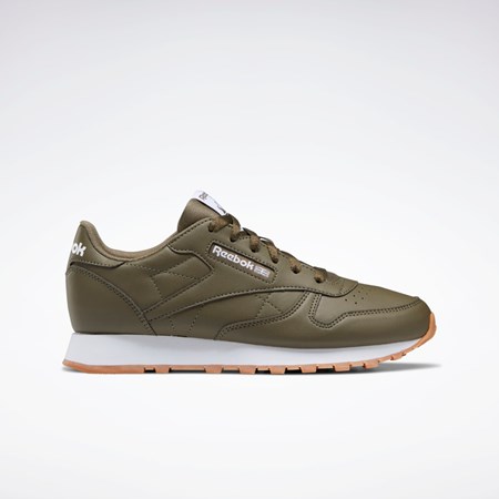 Reebok Classic Leather Shoes - Grade School Army Green / Army Green / Army Green | HQ3891