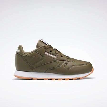 Reebok Classic Leather Shoes - Preschool Army Green / Army Green / Army Green | HQ3894