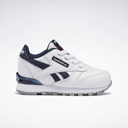 Reebok Classic Leather Step 'n' Flash Shoes - Toddler Ftwr White / Ftwr White / Vector Navy | GX3884