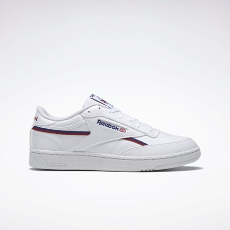 Reebok Club C 85 Vegan Shoes Ftwr White / Classic Cobalt / Classic Burgundy | GY7152