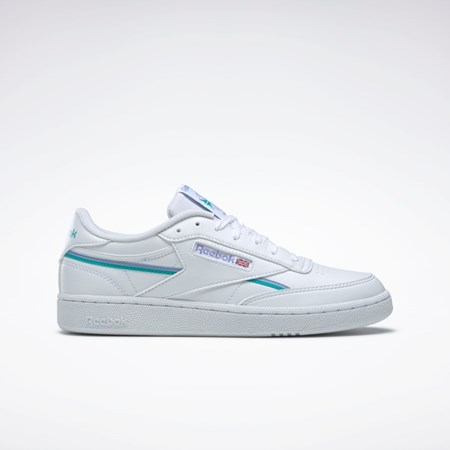 Reebok Club C 85 Vegan Shoes Ftwr White / Lilac Glow / Classic Teal | GY9733