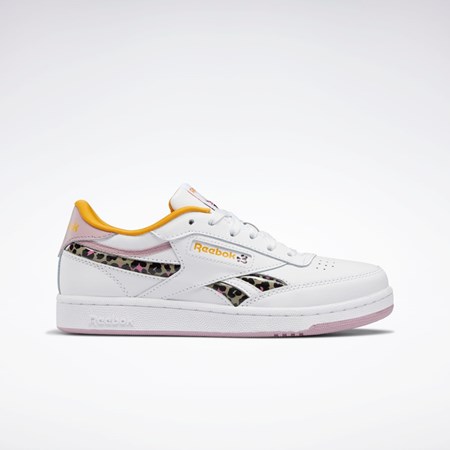 Reebok Club C Revenge Shoes - Grade School Ftwr White / Infused Lilac / Bright Ochre | GV8612