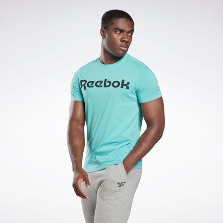 Reebok Graphic Series Linear Logo Tee Semi Classic Teal | HI6288