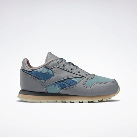 Reebok Jurassic World Classic Leather Shoes - Preschool Pure Grey 5 / Teal Fog / Brave Blue | HQ6268