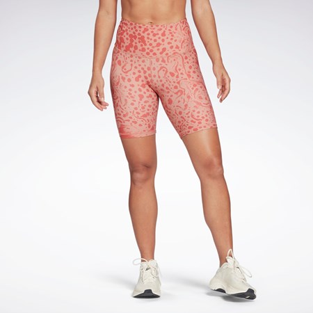 Reebok Lux Bold High-Waisted Modern Safari Print Shorts Canyon Coral | H51849