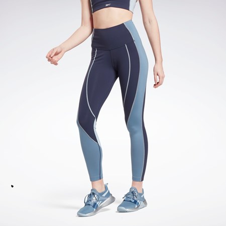 Reebok Lux High-Rise Colorblock Leggings Vector Navy | GR9238