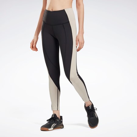 Reebok Lux High-Rise Colorblock Leggings Black / Stucco | GR9240