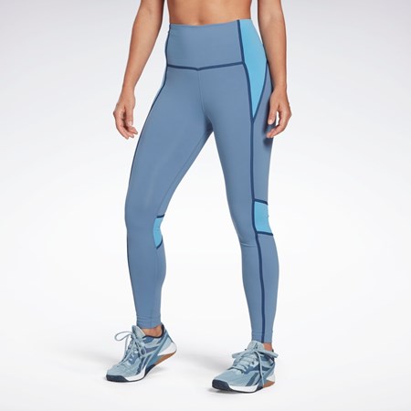 Reebok Lux High-Waisted Colorblock Tights Blue Slate | H54189