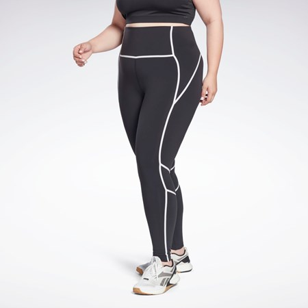 Reebok Lux High-Waisted Colorblock Tights (Plus Size) Black | HB2042