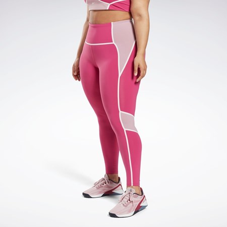 Reebok Lux High-Waisted Colorblock Tights (Plus Size) Semi Proud Pink | HL4357