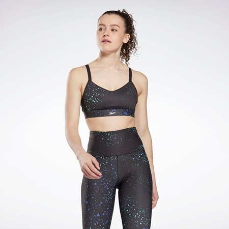 Reebok Lux Multi-Colored Speckle Strappy Bra Black | HN7670