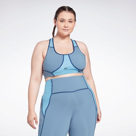 Reebok Lux Racer Padded Colorblocked Bra (Plus Size) Blue Slate | HB2052