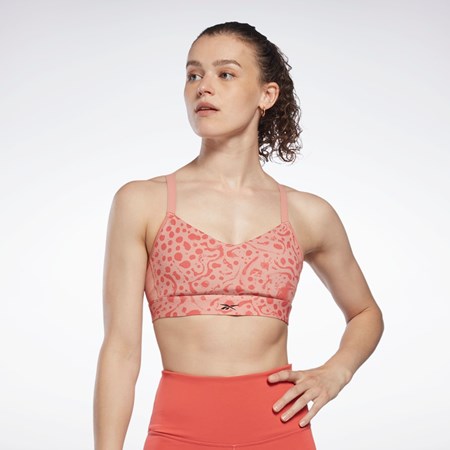 Reebok Lux Strappy Modern Safari Print Sports Bra Canyon Coral | H51830