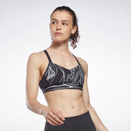 Reebok Lux Strappy Nature Grown Print Sports Bra Black | H51700