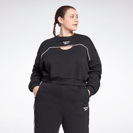 Reebok Piping Crewneck Sweatshirt (Plus Size) Black | H62537