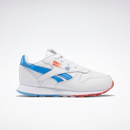 Reebok Popsicle Classic Leather Shoes - Preschool Ftwr White / Echo Blue / Instinct Red | HR1997